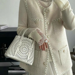 Hand-made Oxen-Skin Wave Sculpture Basket